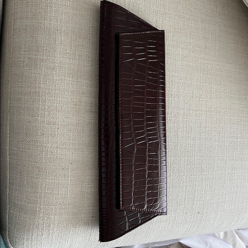 Kenneth Cole Crocodile Embossed Clutch in Dark Brown